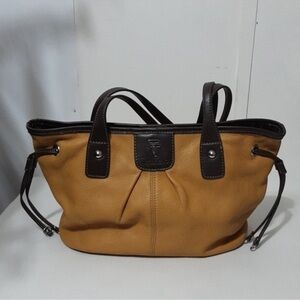 Tignanello Mustard Side Drawstring Shoulder/ Handbag purse EUC